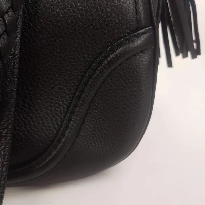 Gucci Black Leather Bamboo Top Handle Crossbody Bag