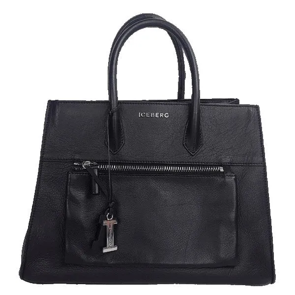 Iceberg Trapezium Black Leather Bag