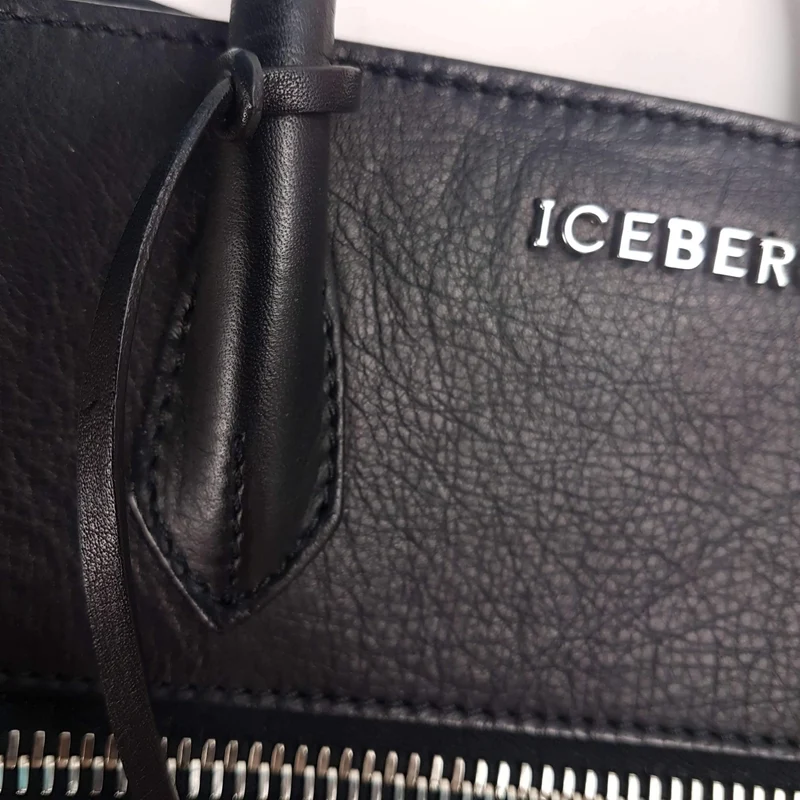 Iceberg Trapezium Black Leather Bag