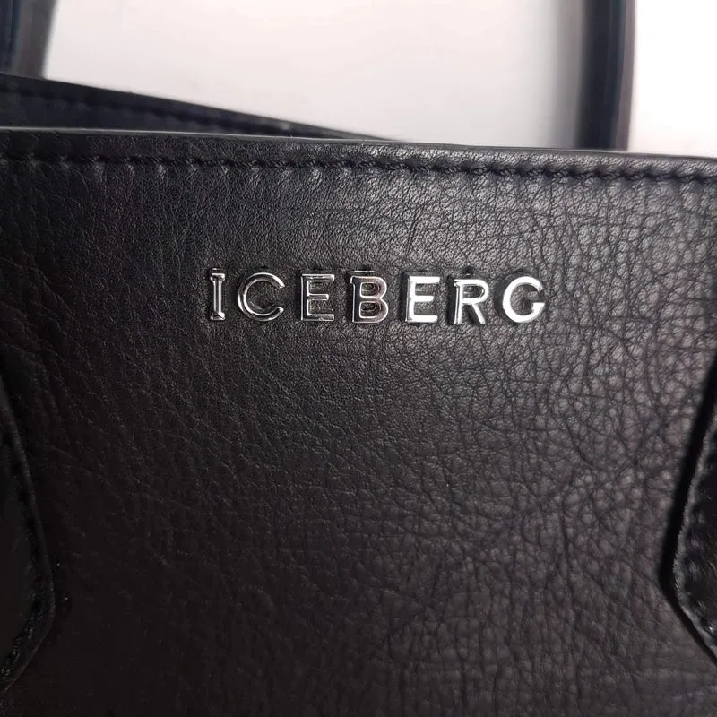 Iceberg Trapezium Black Leather Bag