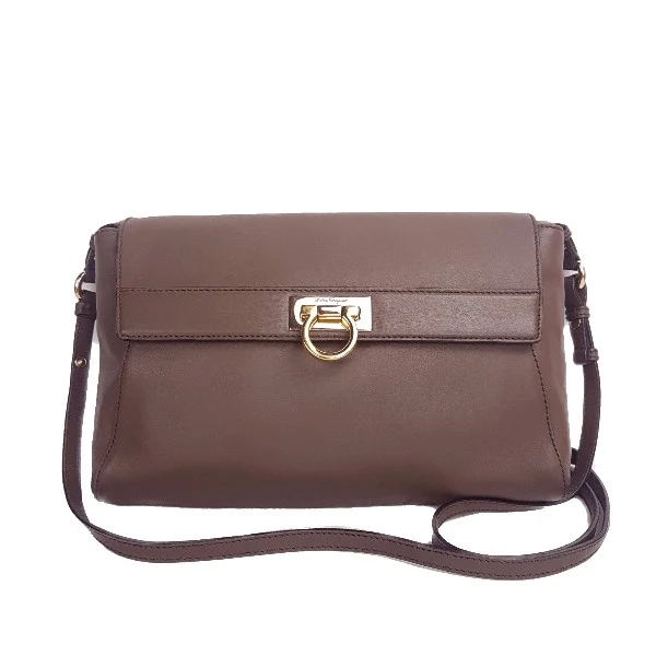 Salvatore Ferragamo Brown Leather Abbey Crossbody Bag