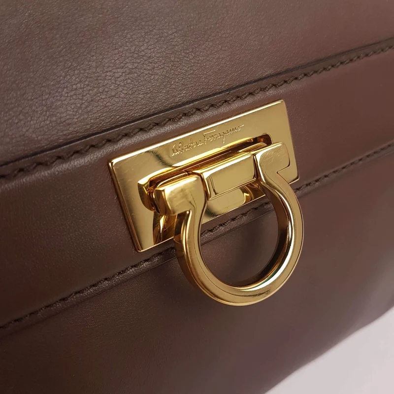 Salvatore Ferragamo Brown Leather Abbey Crossbody Bag