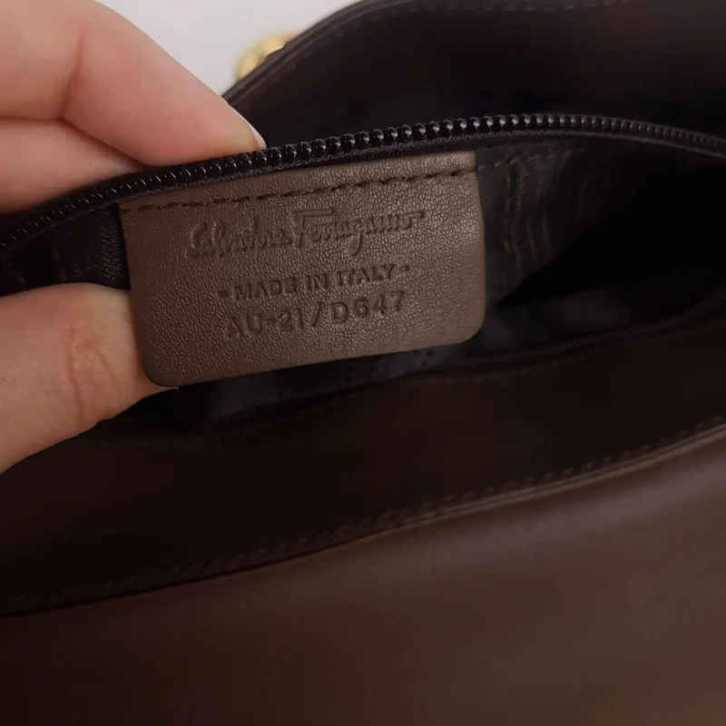 Salvatore Ferragamo Brown Leather Abbey Crossbody Bag