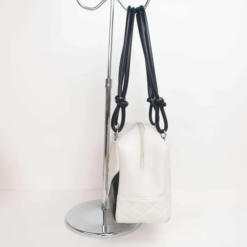 Chanel White/Black Cambon Ligne Bowler Bag Quilted Leather