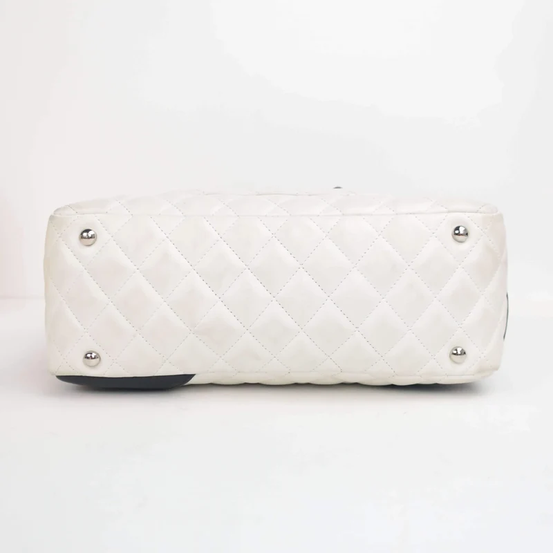 Chanel White/Black Cambon Ligne Bowler Bag Quilted Leather