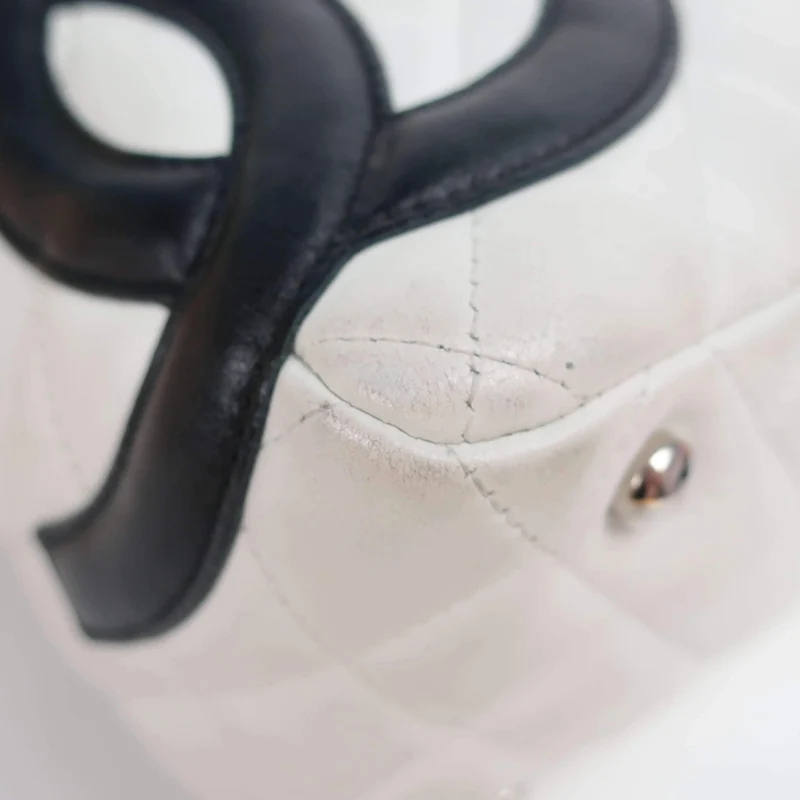 Chanel White/Black Cambon Ligne Bowler Bag Quilted Leather