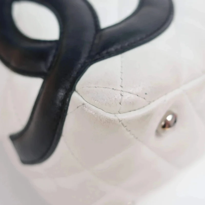 Chanel White/Black Cambon Ligne Bowler Bag Quilted Leather