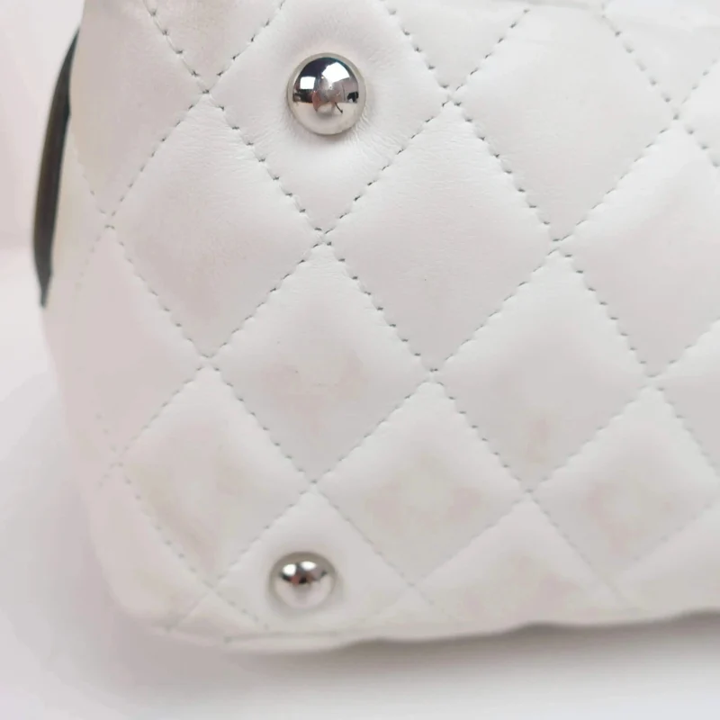 Chanel White/Black Cambon Ligne Bowler Bag Quilted Leather