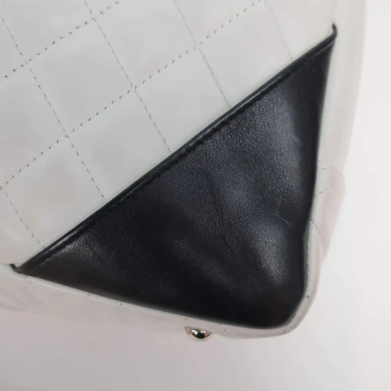 Chanel White/Black Cambon Ligne Bowler Bag Quilted Leather