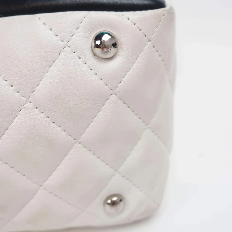 Chanel White/Black Cambon Ligne Bowler Bag Quilted Leather