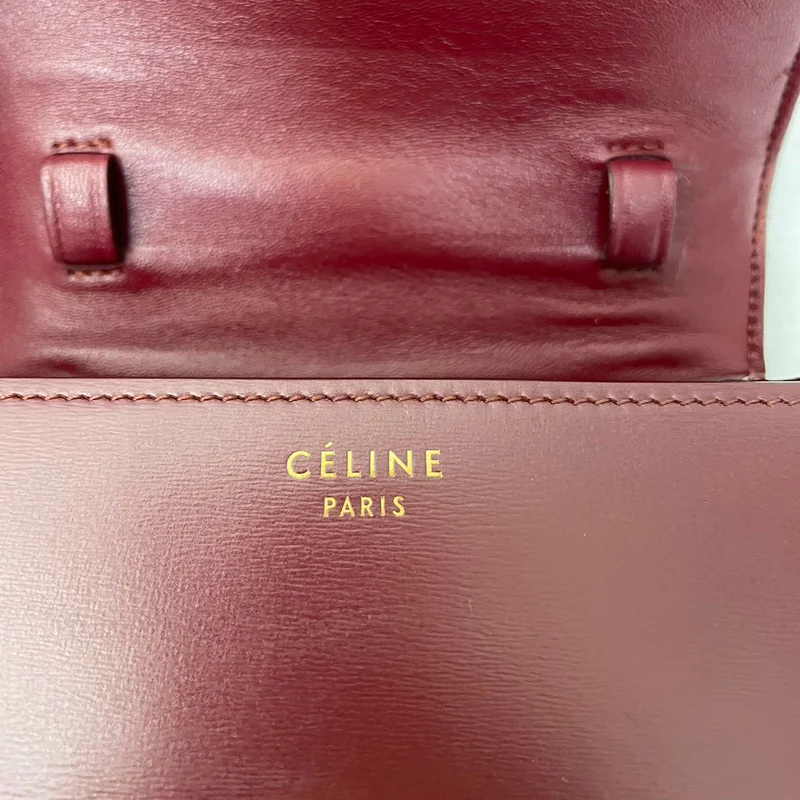 Celine Burgunder Classic Box Kleine Umhängetasche aus Leder