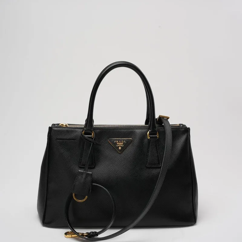 Prada Schwarze Galleria Saffiano-Ledertasche