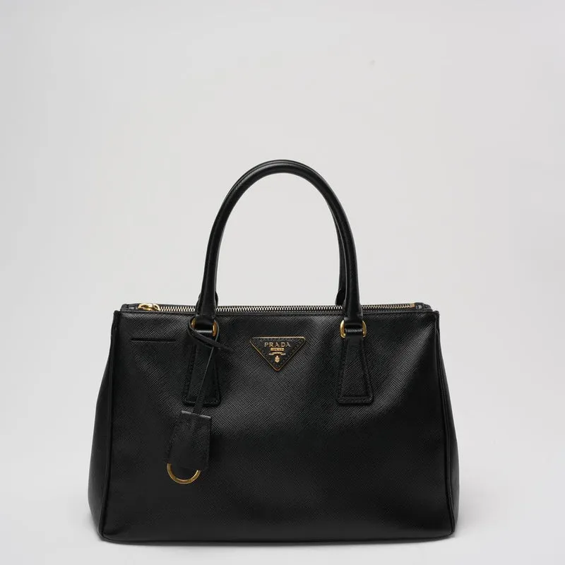 Prada Schwarze Galleria Saffiano-Ledertasche