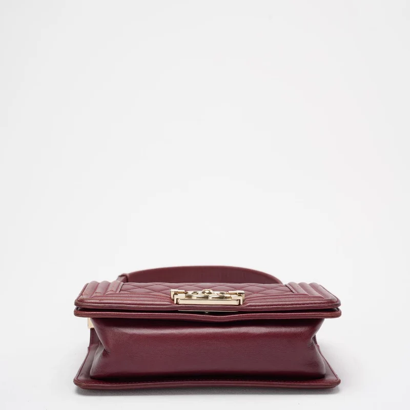 Chanel Le Boy Bag Mini Burgunderrot Burgunderrotes Lammleder