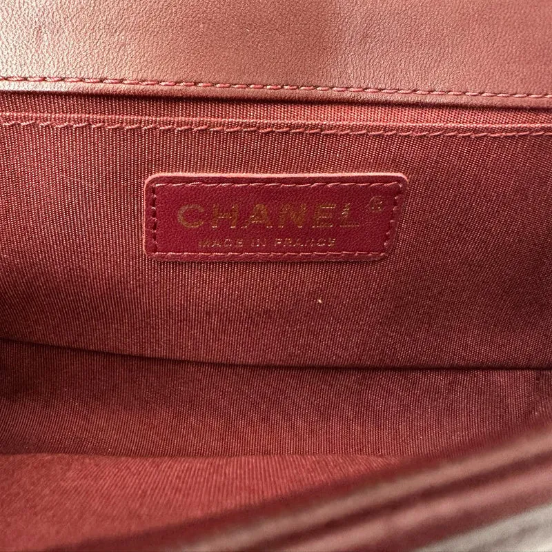 Chanel Le Boy Bag Mini Burgunderrot Burgunderrotes Lammleder