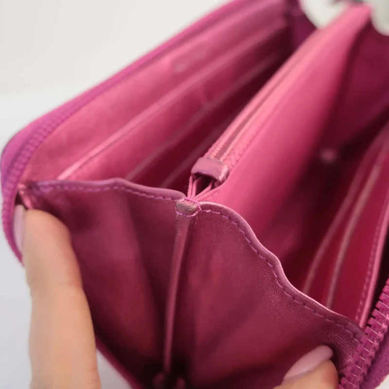 Chanel Boy Patent Leather Fuchsia Long Zipped Wallet