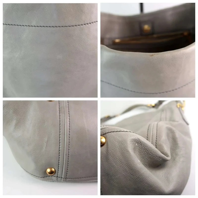 Prada Grey Hobo Leather Bag