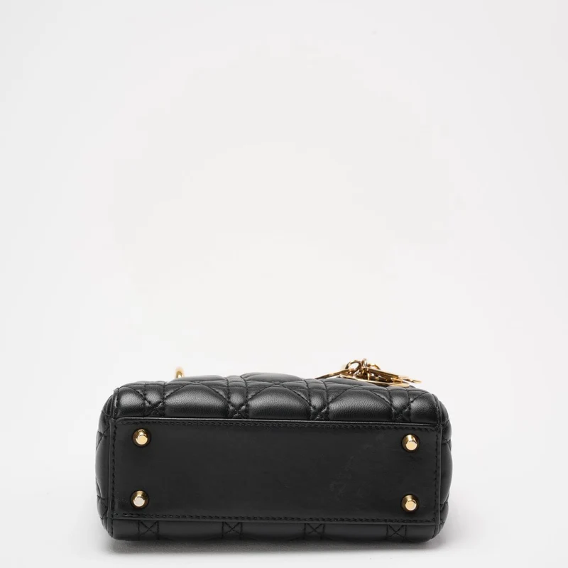 Dior Lady Dior Mini Bag Schwarzes Lammleder Goldbeschläge