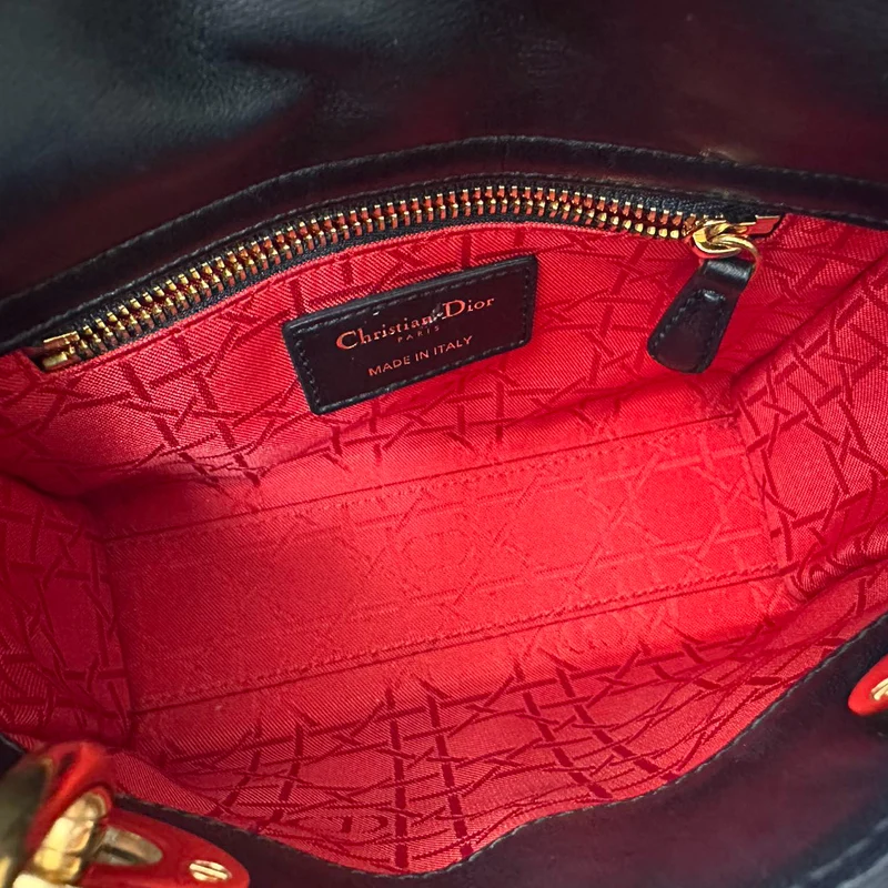 Dior Lady Dior Mini Bag Schwarzes Lammleder Goldbeschläge