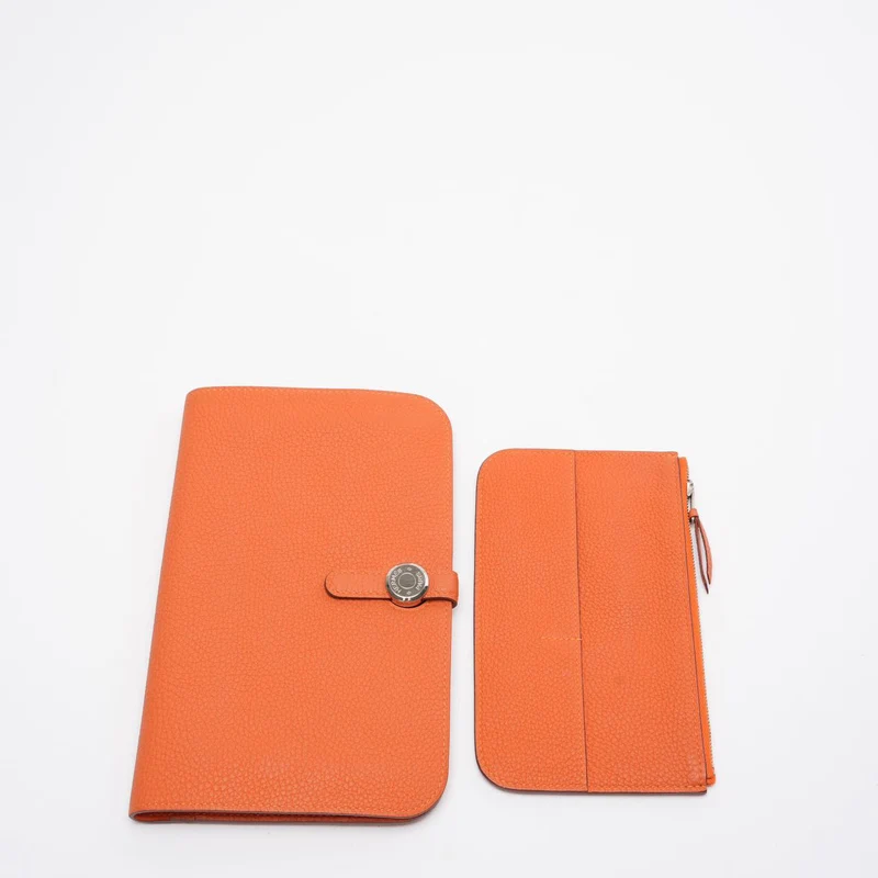 Hermes Dogon Lange Brieftasche Togo Leder Orange