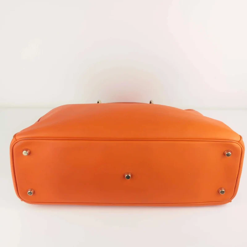 Dior Orange Calfskin Leather Diorissimo Large Tote Bag