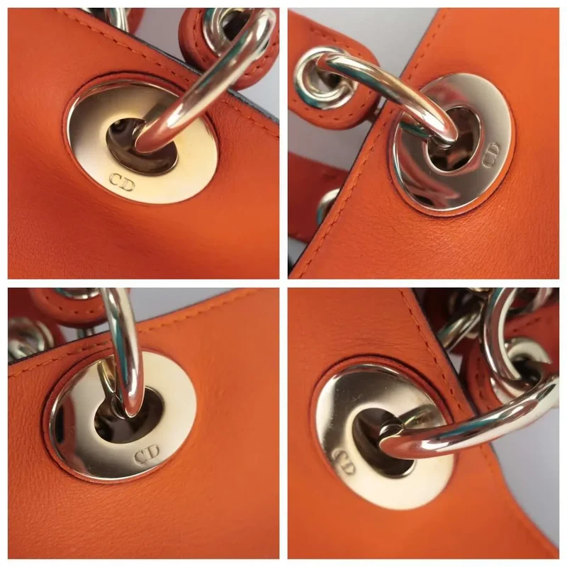 Dior Orange Calfskin Leather Diorissimo Large Tote Bag