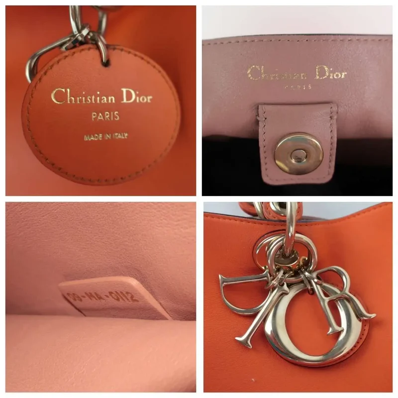 Dior Orange Calfskin Leather Diorissimo Large Tote Bag
