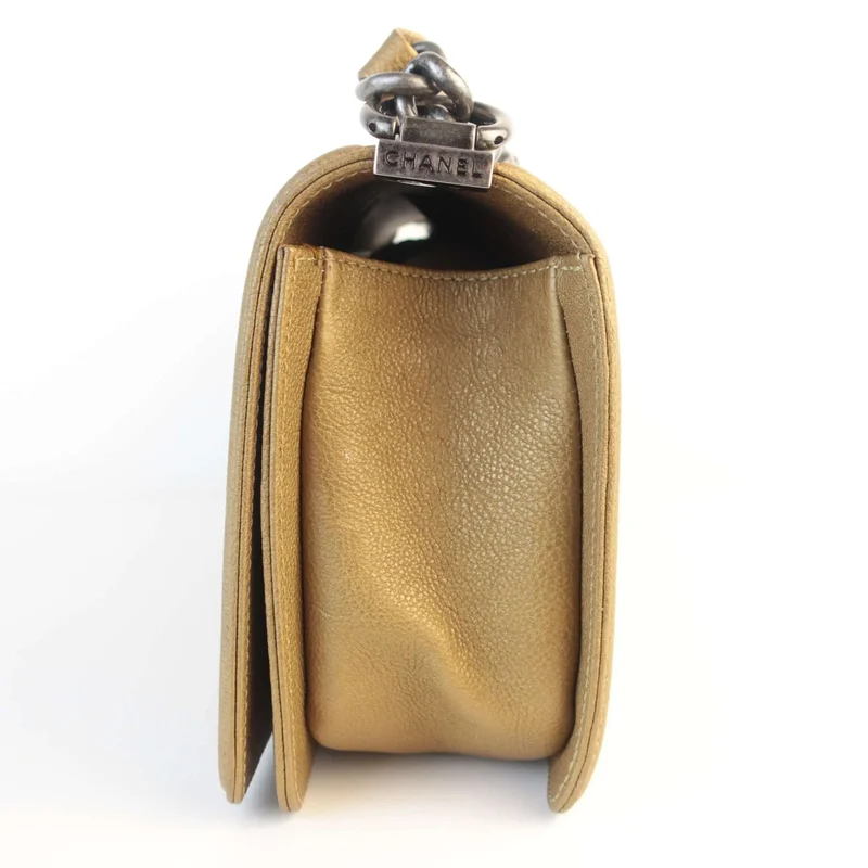 Chanel Gold Medium Boy Ruthenium Hardware Bag