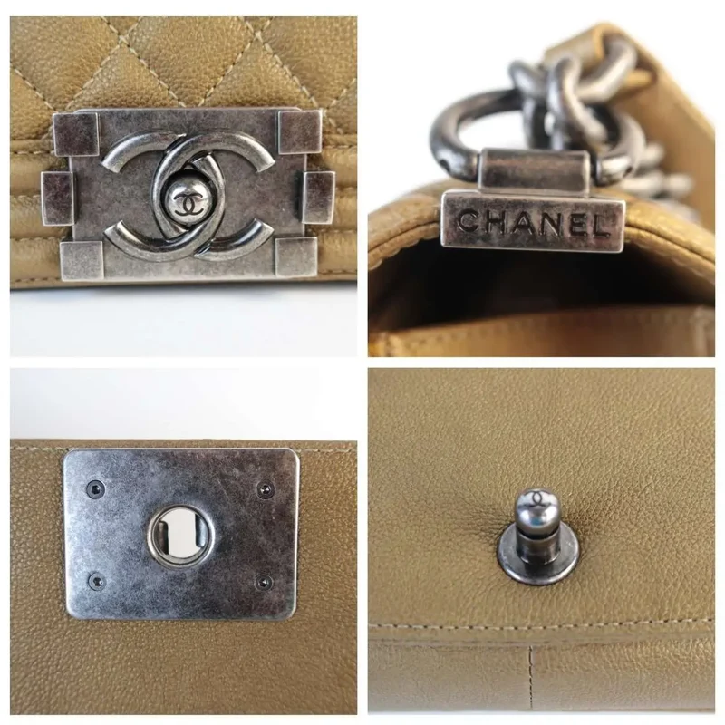 Chanel Gold Medium Boy Ruthenium Hardware Bag