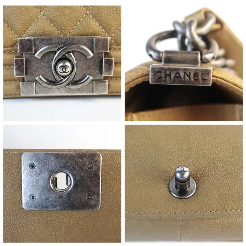 Chanel Gold Medium Boy Ruthenium Hardware Bag