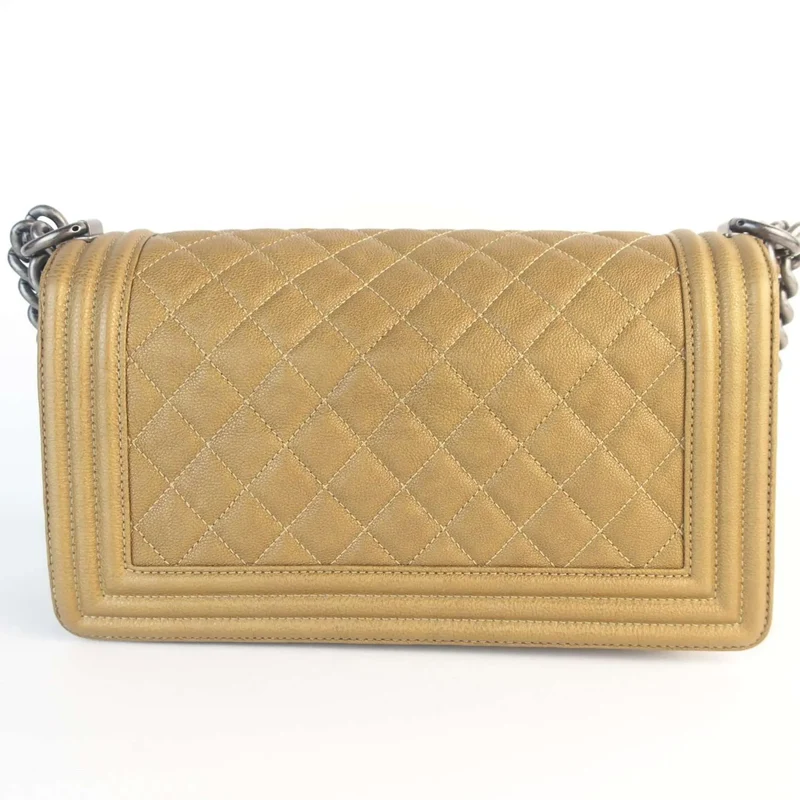 Chanel Gold Medium Boy Ruthenium Hardware Bag