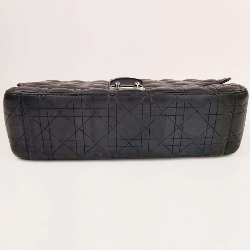 Christian Dior Black Cannage Quilted Lambskin Leather Miss Dior Large Flap Bag