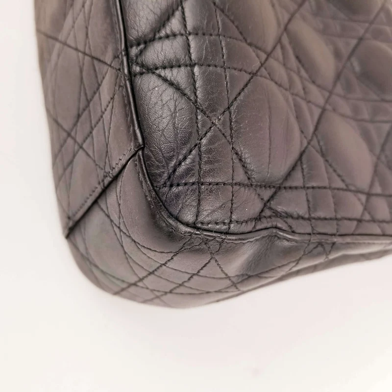 Christian Dior Black Cannage Quilted Lambskin Leather Miss Dior Large Flap Bag