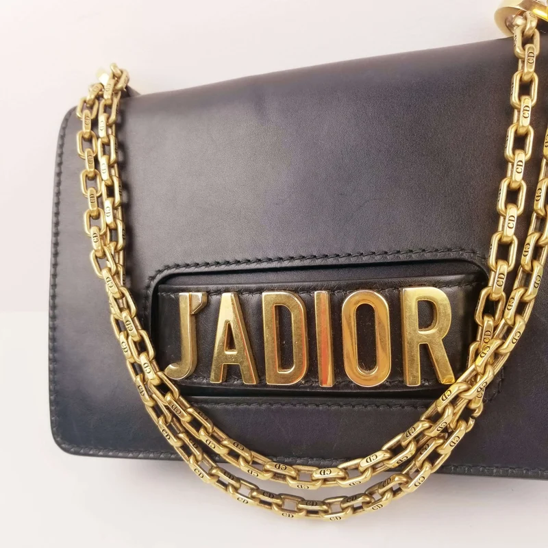 Christian Dior Black Leather J'ADIOR Chain Flap Bag