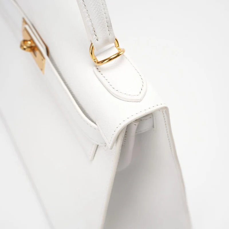 Hermes Kelly 28cm Sellier Weiß Epsom Leder Gold Hardware Top Handle Bag 2015