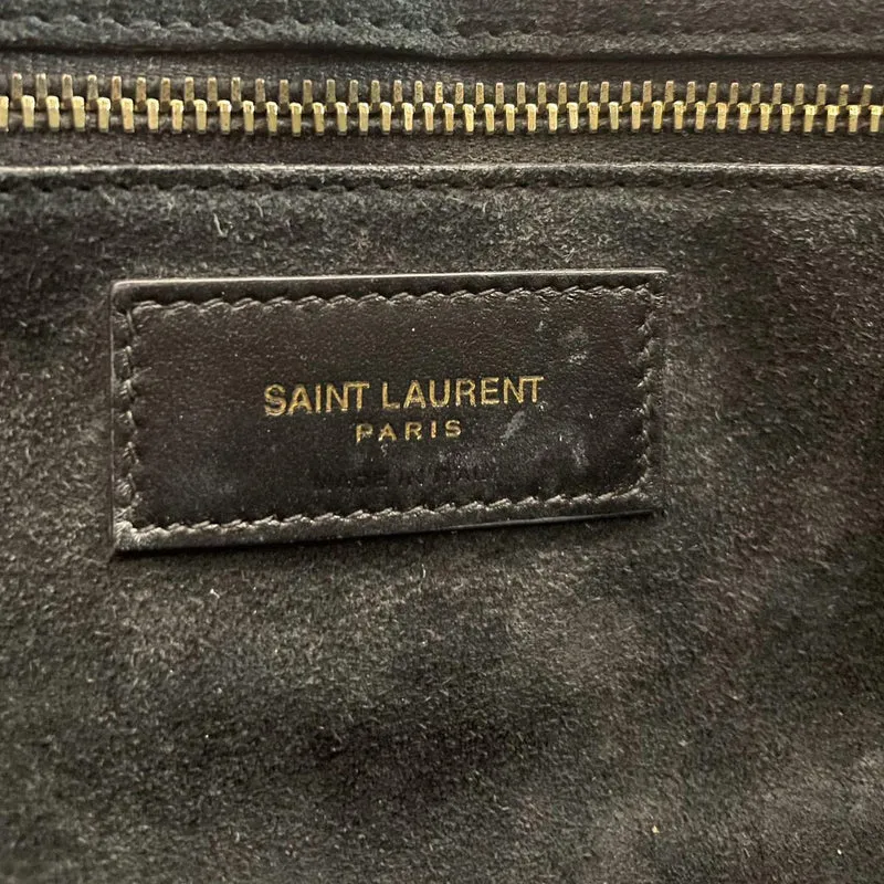 Saint Laurent Le 5 a 7 Schwarze Hobo-Tasche mit goldenen Metallteilen