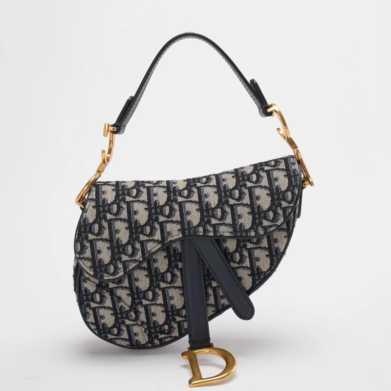 Dior Saddle Bag Mini Blau Schräg Jacquard mit Schultergurt Ab 2019