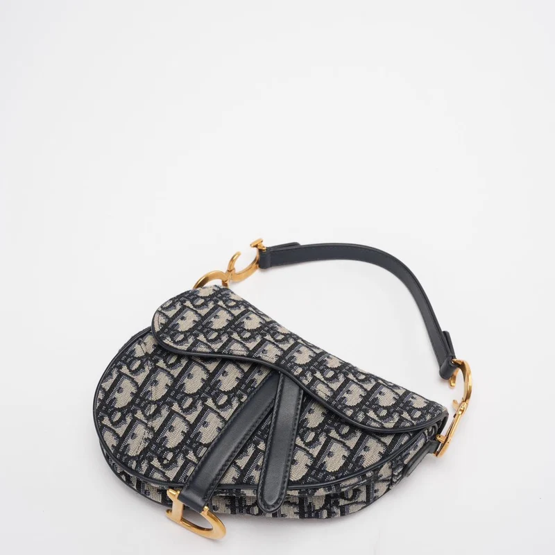 Dior Saddle Bag Mini Blau Schräg Jacquard mit Schultergurt Ab 2019