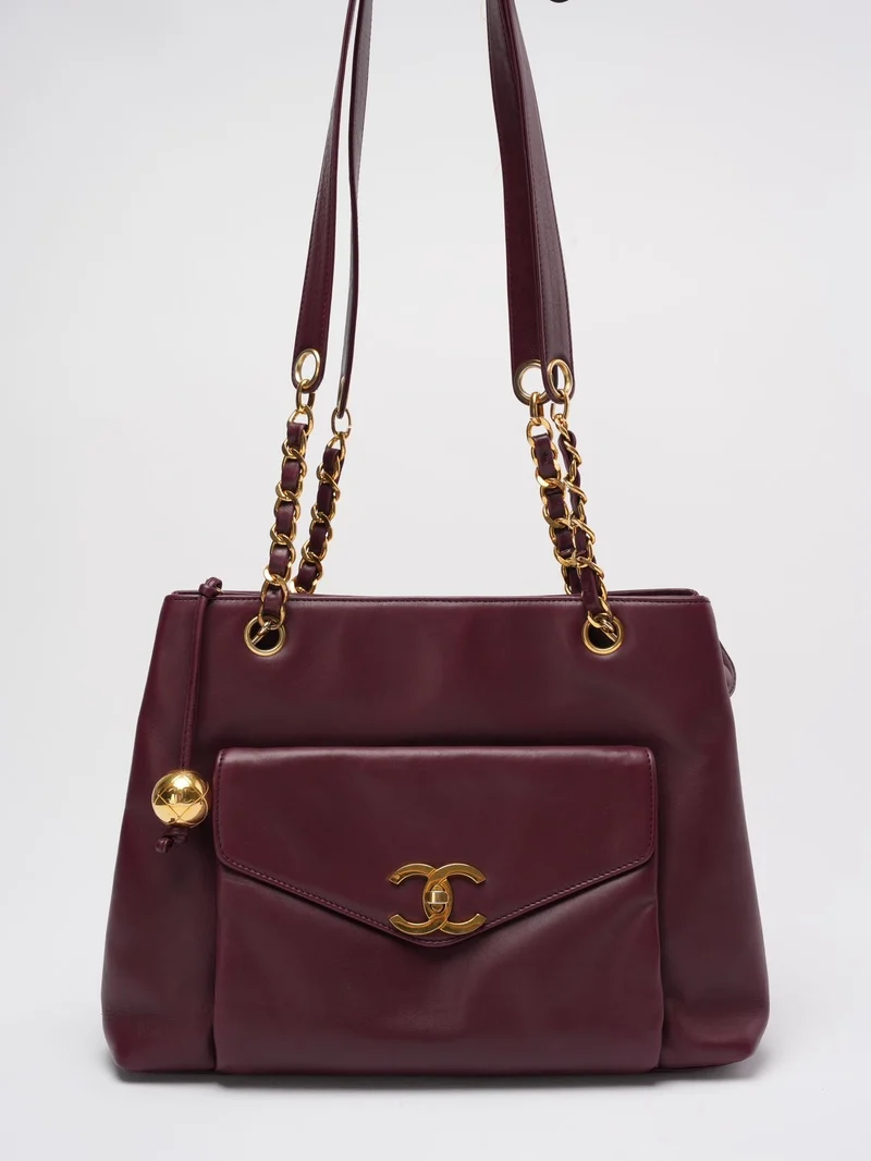 Chanel Vintage Timeless Tote Burgunderrot