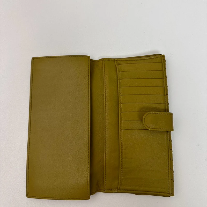 Bottega Veneta Yellow Nappa Wallet Intrecciato Continental Snap Wallet