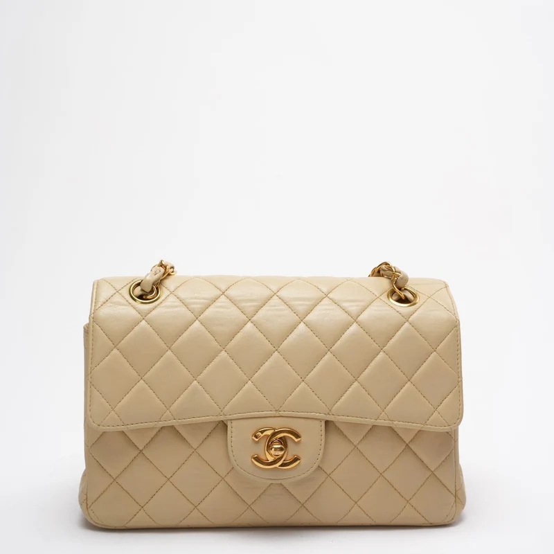 Chanel Vintage Doppelseitige klassische Flap Bag Beige
