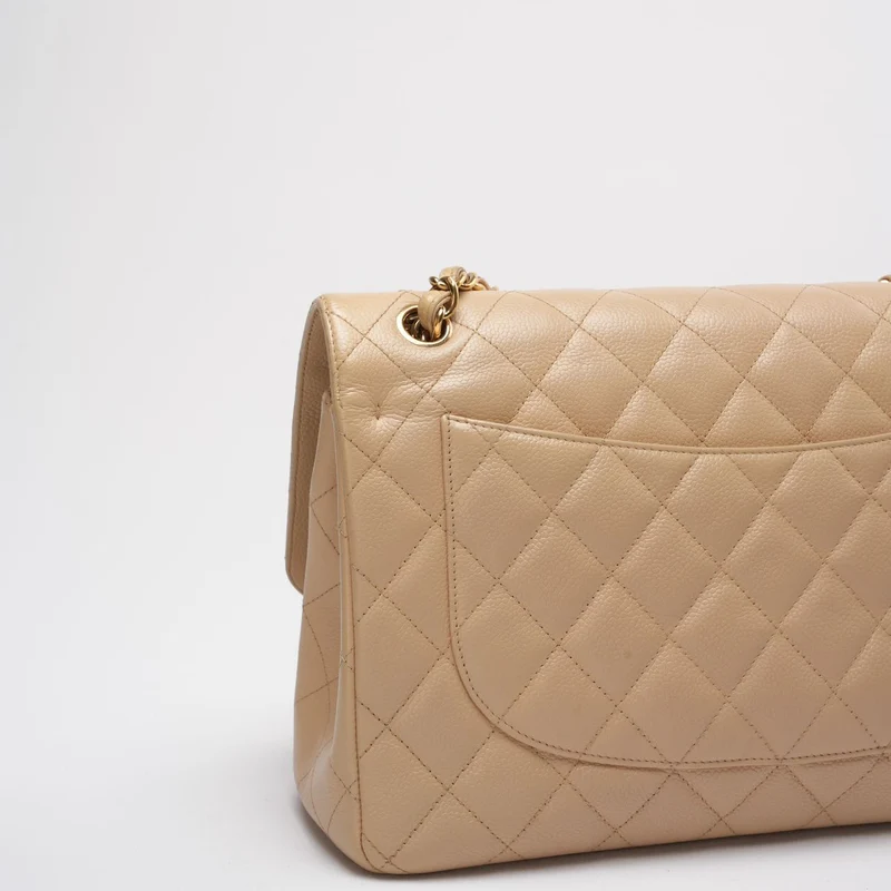 Chanel Classic Jumbo Double Flap Bag Beige Kaviar