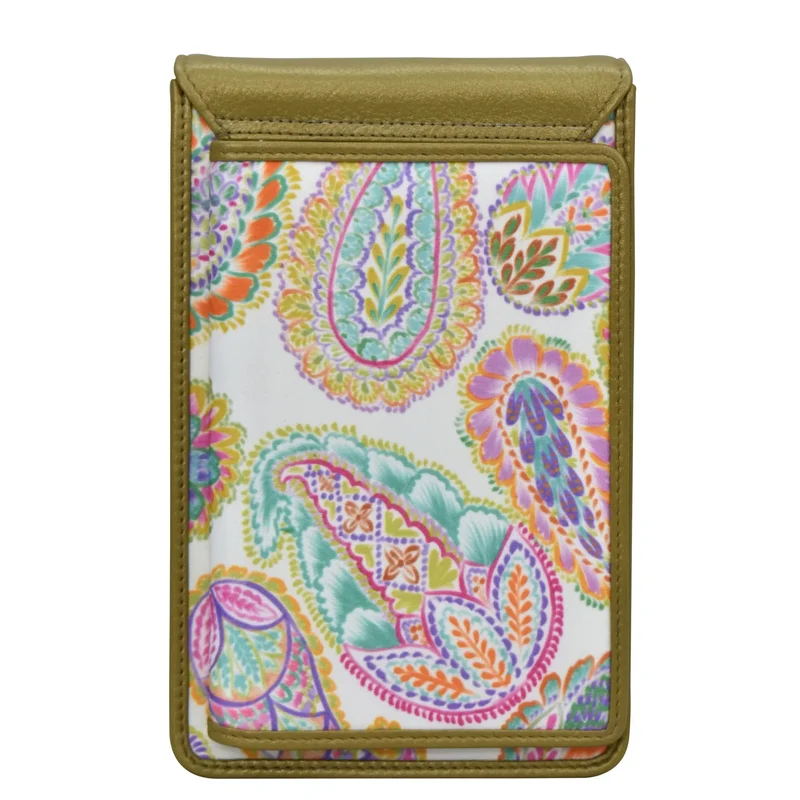 Handy-Crossbody-Geldbörse aus Stoff mit Lederbesatz - 13005