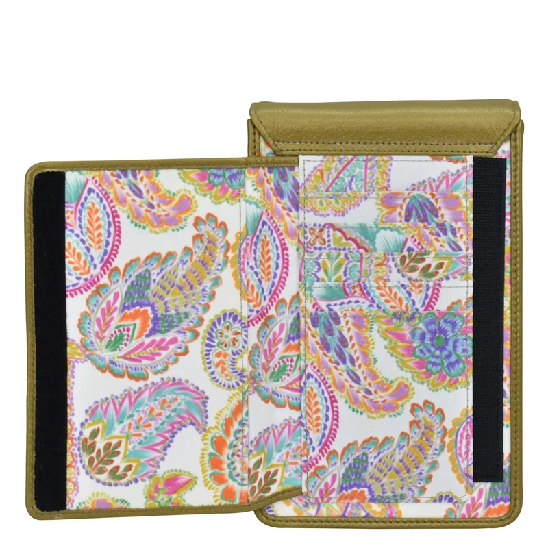 Handy-Crossbody-Geldbörse aus Stoff mit Lederbesatz - 13005