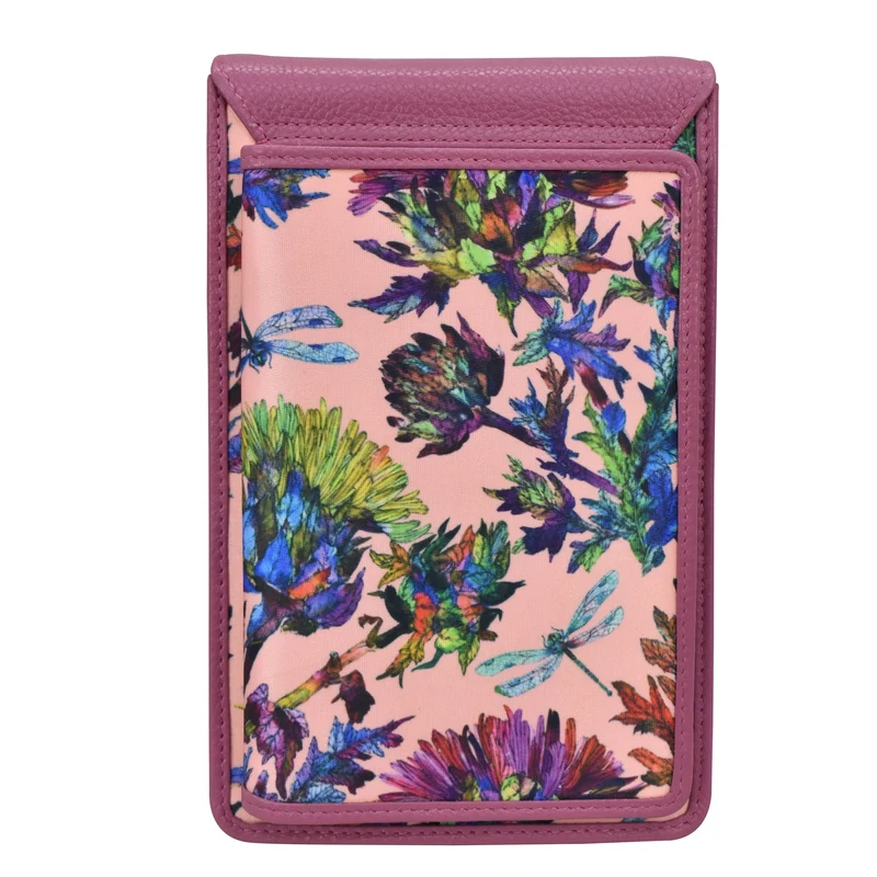 Handy-Crossbody-Geldbörse aus Stoff mit Lederbesatz - 13005