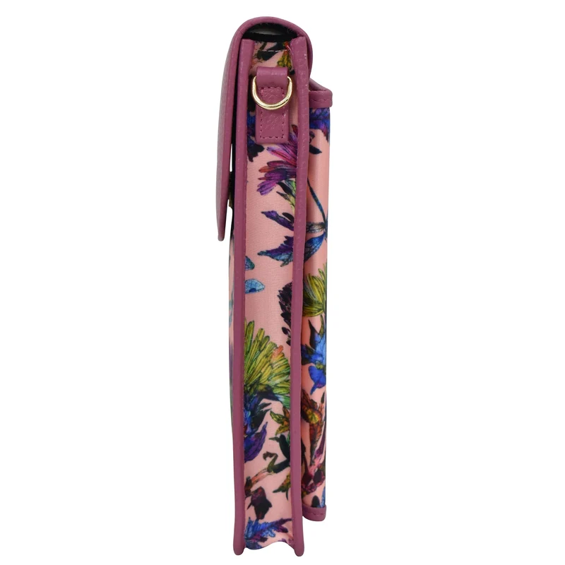 Handy-Crossbody-Geldbörse aus Stoff mit Lederbesatz - 13005