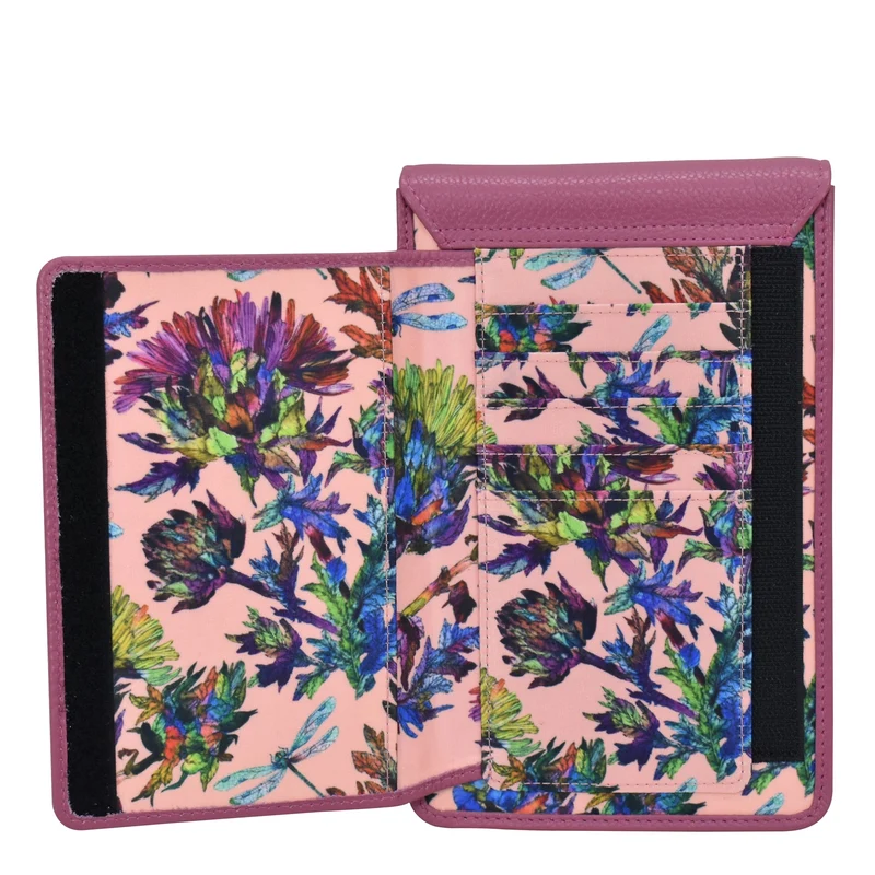 Handy-Crossbody-Geldbörse aus Stoff mit Lederbesatz - 13005