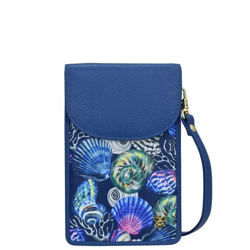 Handy-Crossbody-Geldbörse aus Stoff mit Lederbesatz - 13005