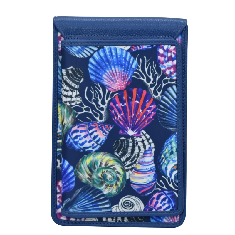 Handy-Crossbody-Geldbörse aus Stoff mit Lederbesatz - 13005