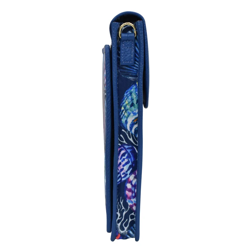 Handy-Crossbody-Geldbörse aus Stoff mit Lederbesatz - 13005